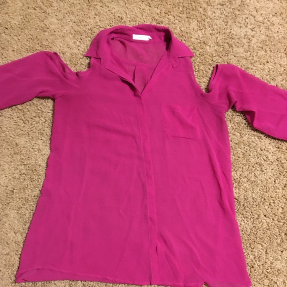 Lush Cold Shoulder Top Hot Pink Small - Picture 1 of 7
